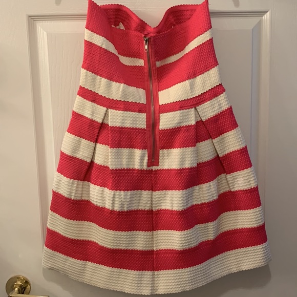 JEALOUS TOMATO BODYCON STRAPLESS DRESS :HOT PINK/OFF WHITE SZ M::EXPOSED ZIPPER - Picture 5 of 7